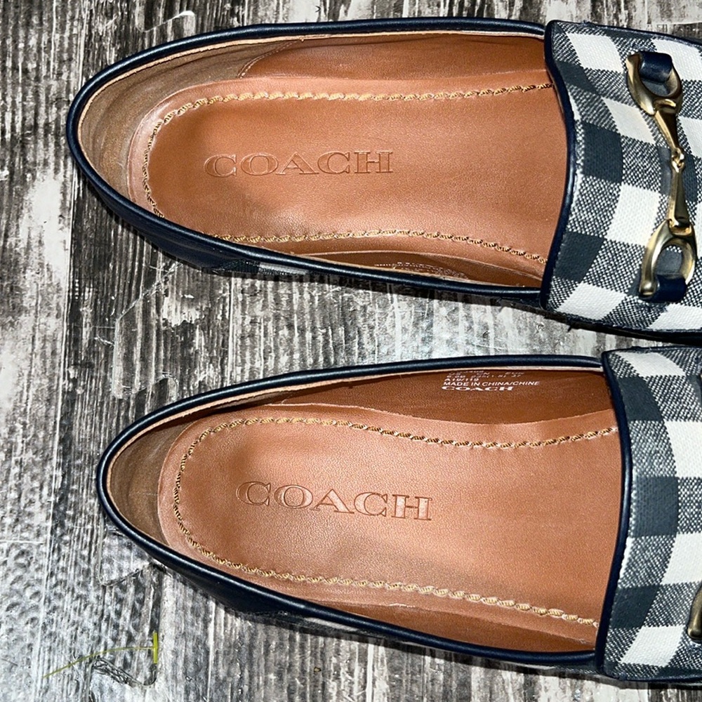 Coach Haley Loafer With Navy Gingham Print - Picture 7 of 11